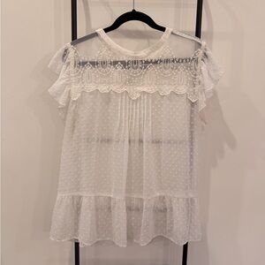 Maurices White Lace Ruffle Blouse